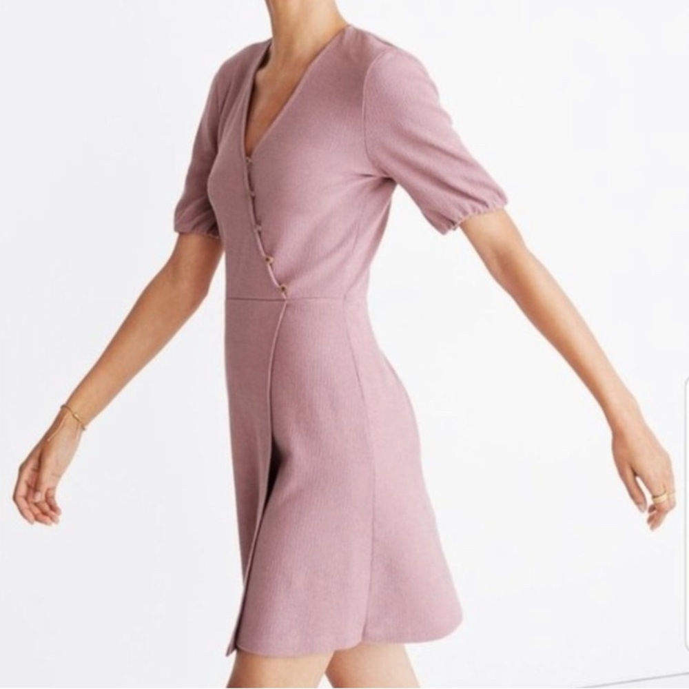 Madewell | Cross Front Lavender button Wrap Dress Size Small - Picture 2 of 10